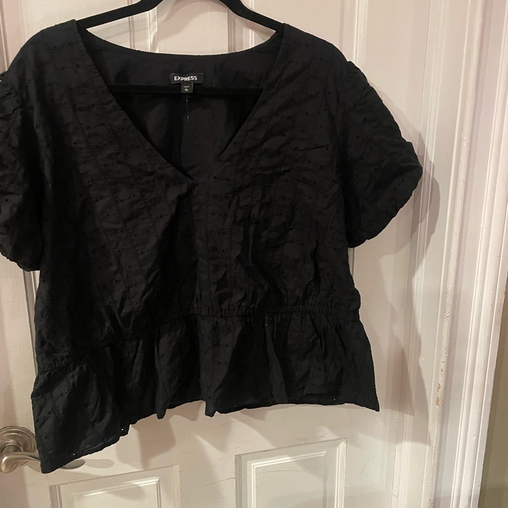 Express Black Women's eyelet Top